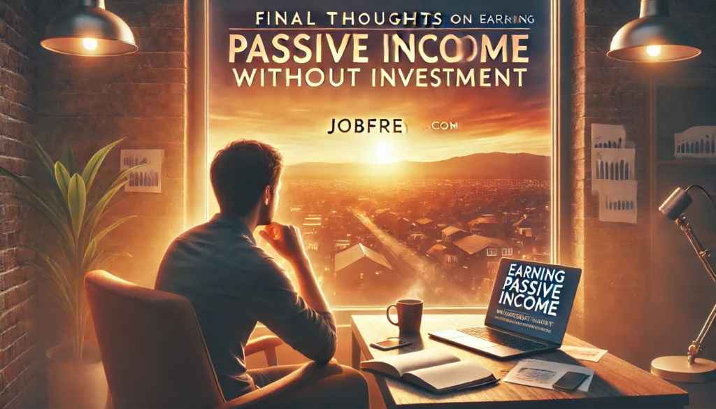 A photo background image with a thoughtful and calm tone, representing the conclusion of a guide on passive income. The scene shows a serene
